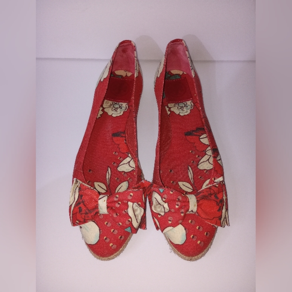 Tory Burch Tasmin Floral Bow Espadrilles Flats 9B